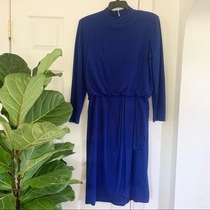 Vintage 80’s Button-Back High Neck Long Sleeve Dress